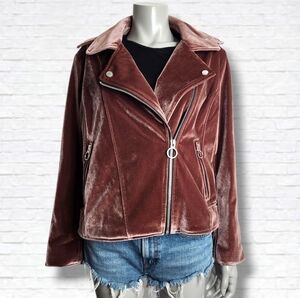 BCBGeneration Velour Cranberry Biker Moto Jacket Size XL